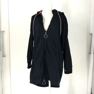 Cellabie Black Zip-Up Hoodie Jacket Women Size L